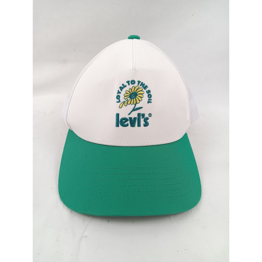 Levi's Trucker Hat Cap Floral Daisy Loyal to the Soil Snapback White Green